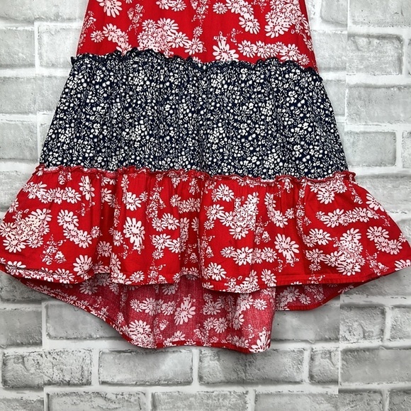 PINKY girls sleeveless halter top style dress. Backless. Red, white and blue. - Picture 4 of 10